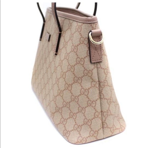 Gucci Nude Supreme Canvas w/ zip beige leather tote - Picture 10 of 16